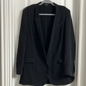 Express Womens Notch Collar Pinstripe One Button Boyfriend Blazer L